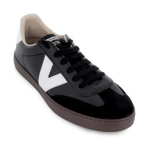 Deportivo piel contraste puntera cordones hombre negro 2