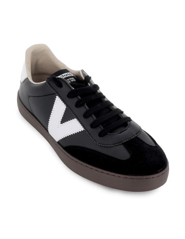 Deportivo piel contraste puntera cordones hombre negro