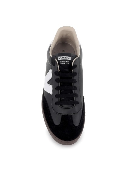 Deportivo piel contraste puntera cordones hombre negro