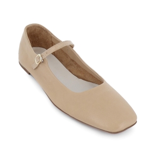 Zapato correa piel plano hebilla plantilla acolchada mujer beige 2