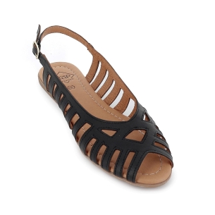 Sandalia multitiras con hebilla plano mujer negro 2