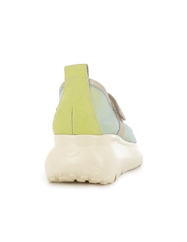 Zapato con correa piel y rejilla  velcro cuña ligera mujer dorado