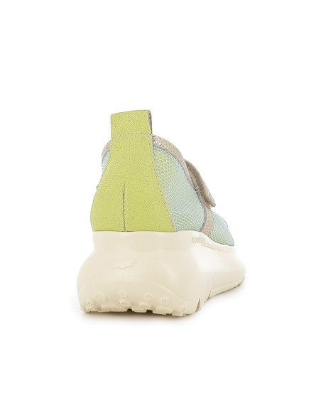 Zapato con correa piel y rejilla  velcro cuña ligera mujer dorado