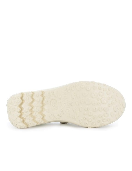 Zapato con correa piel y rejilla  velcro cuña ligera mujer dorado