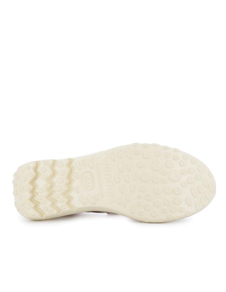 Zapato con correa piel y rejilla velcro cuña ligera mujer beige