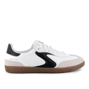 Deportiva piel con cordones contraste negro con blanco mujer