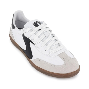 Deportiva piel con cordones contraste negro con blanco mujer 2