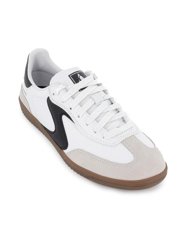 Deportiva piel con cordones contraste negro con blanco mujer