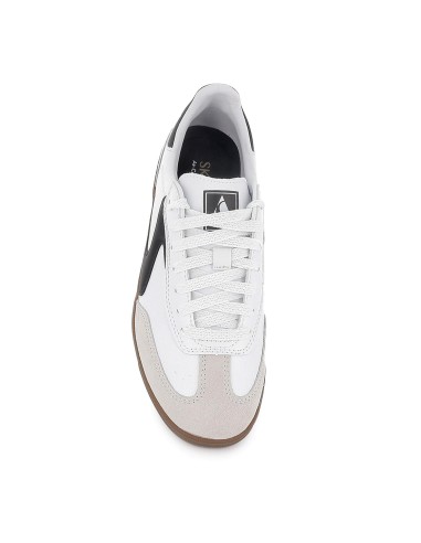 Deportiva piel con cordones contraste negro con blanco mujer