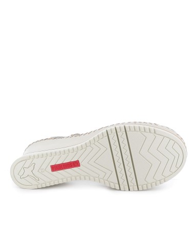 Zapato correa piel cuña con talon cerrado mujer blanco