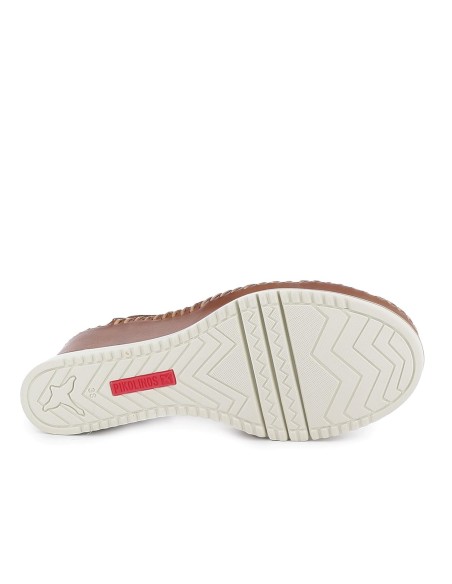 Sandalia piel cuña plataforma y correas mujer marron