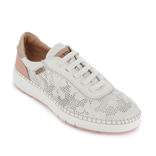 Zapato sport piel picados laser cordones mujer blanco 2
