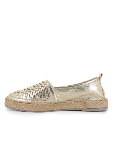 Alpargata yute piel trenzada plantilla acolchada mujer dorada