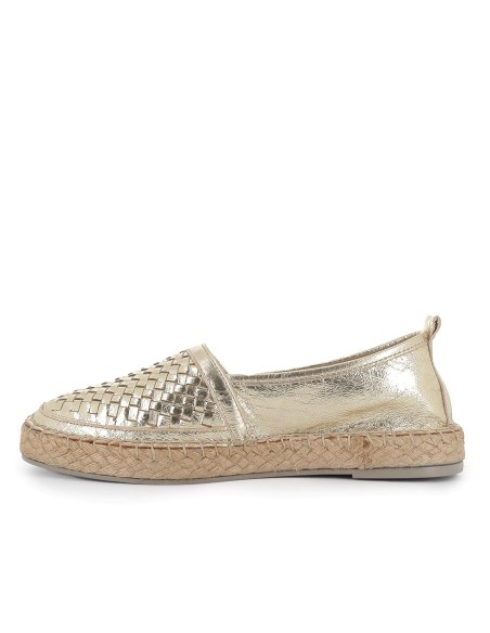 Alpargata yute piel trenzada plantilla acolchada mujer dorada