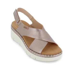 Sandalia piel tiras cruzadas con cuña y plataforma mujer gris 2