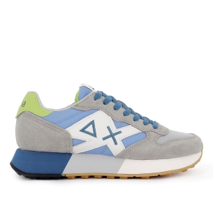 Deportiva piel ante plana suela tricolor hombre gris