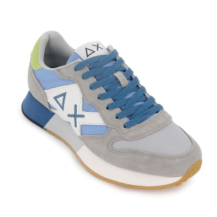 Deportiva piel ante plana suela tricolor hombre gris 2