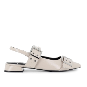 Zapato correa vestir charol doble hebilla mujer blanco