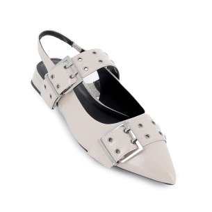 Zapato correa vestir charol doble hebilla mujer blanco 2