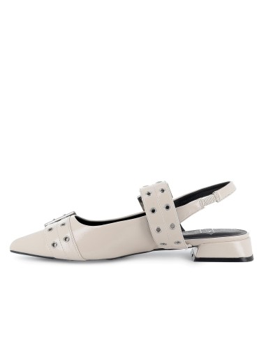 Zapato correa vestir charol doble hebilla mujer blanco