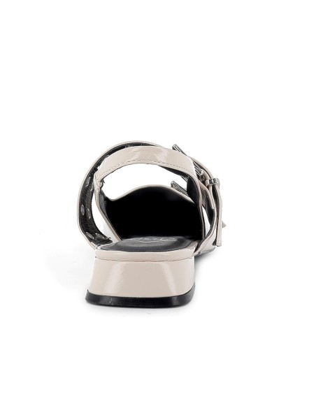 Zapato correa vestir charol doble hebilla mujer blanco