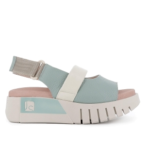 Sandalia de diario velcros y plataforma piel mujer verde