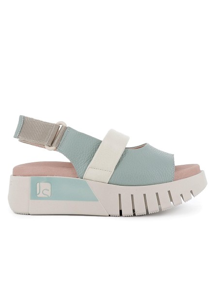 Sandalia de diario velcros y plataforma piel mujer verde