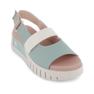 Sandalia de diario velcros y plataforma piel mujer verde 2