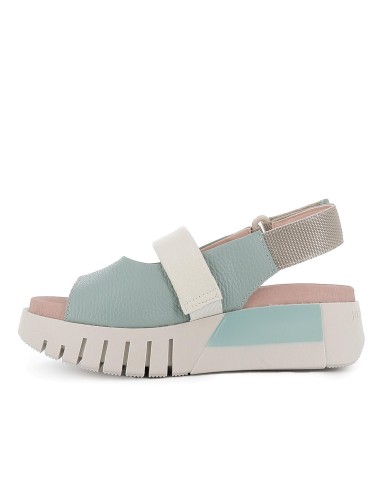 Sandalia de diario velcros y plataforma piel mujer verde