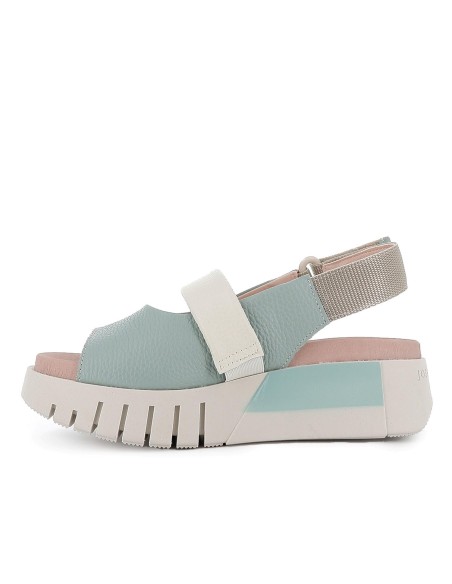Sandalia de diario velcros y plataforma piel mujer verde