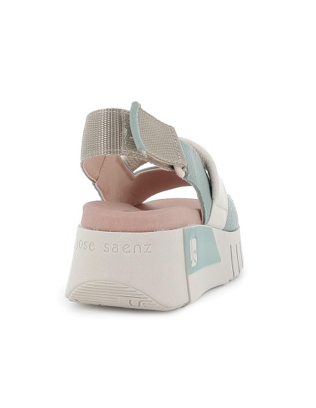 Sandalia de diario velcros y plataforma piel mujer verde