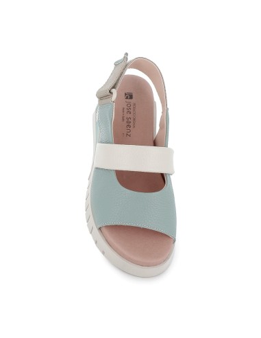 Sandalia de diario velcros y plataforma piel mujer verde