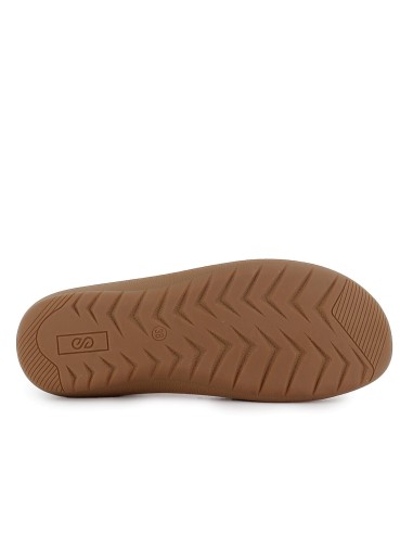 Zapato correa piel picados diseño velcro cuña media mujer beige