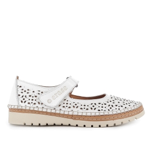 Zapato velcro piel picados laser planta extraible mujer blanco