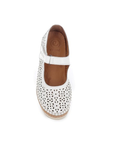 Zapato velcro piel picados laser planta extraible mujer blanco