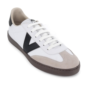 Deportivo piel contraste puntera cordones hombre blanco 2