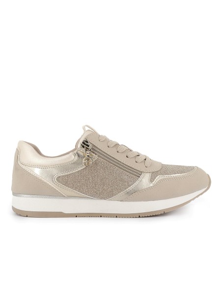 Deportivas textil con cordones y plantilla extraible mujer beige