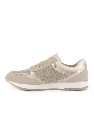 Deportivas textil con cordones y plantilla extraible mujer beige