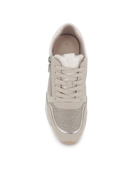 Deportivas textil con cordones y plantilla extraible mujer beige
