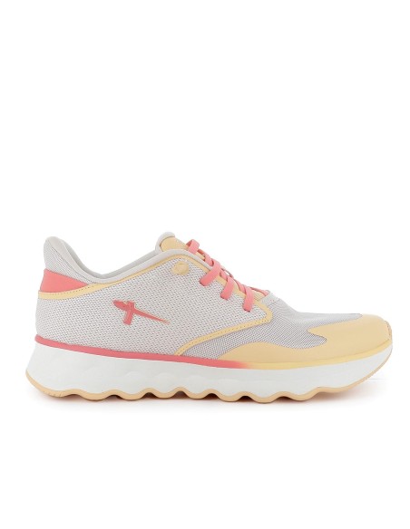 Deportiva textil cordones elasticos y suela dentada mujer amarillo