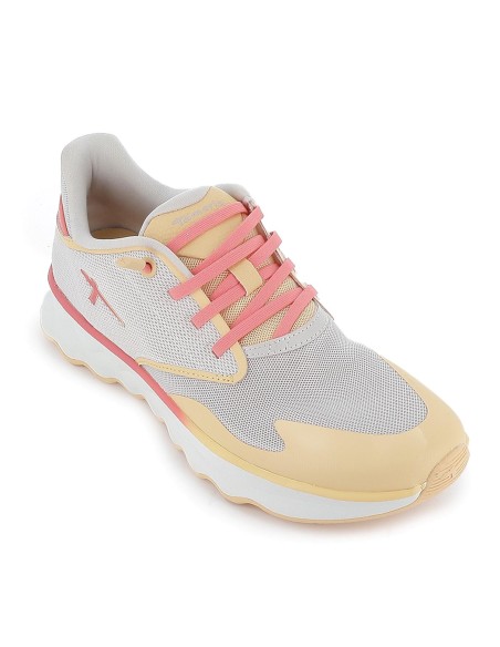 Deportiva textil cordones elasticos y suela dentada mujer amarillo