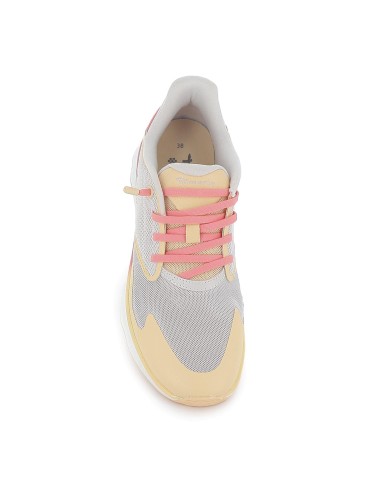Deportiva textil cordones elasticos y suela dentada mujer amarillo