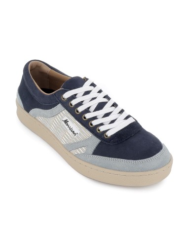 Zapatilla de serraje azul estilo veraniego lateral hombre