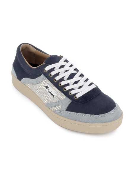 Zapatilla de serraje azul estilo veraniego lateral hombre