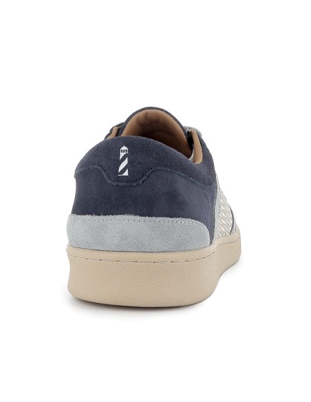 Zapatilla de serraje azul estilo veraniego lateral hombre