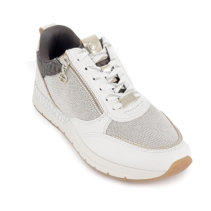 Deportivas piel serraje cordones y cremallera combi mujer blanco 2