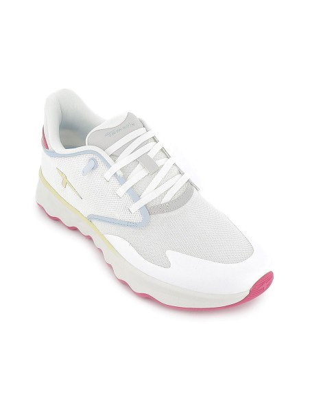 Deportiva textil cordones elasticos y suela dentada mujer blanco