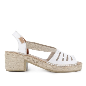 Alpargata yute piel con elasticos cosido artesanal mujer blanca