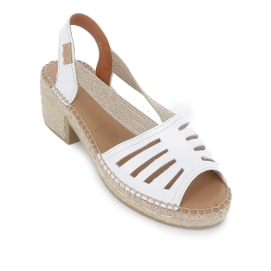 Alpargata yute piel con elasticos cosido artesanal mujer blanca 2