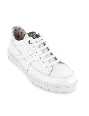 Zapato cordones piel tipo sport suela cosida hombre blanco